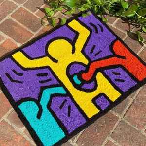Tapis d'intérieur modernes personnalisés en laine tuftée à la main, durables, à poils ras, écologiques, antidérapants avec envers en PVC, lavables, pour hôtels - Product Image 2