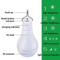 Ampoule solaire LED 7W, télécommande d'entrepôt, minuterie, 6000K, lumière du jour, IP20, camping, pêche simple, lumière d'urgence