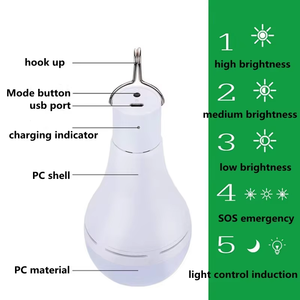 Ampoule solaire <span class=keywords><strong>LED</strong></span> 7W, télécommande d'entrepôt, minuterie, 6000K, lumière du jour, IP20, camping, pêche simple, lumière d'urgence - Product Image 5