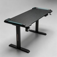 Bureau de jeu réglable en hauteur avec éclairage LED, table PC rectangulaire motorisée, poste de travail assis-debout