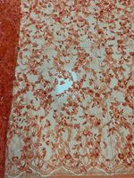 Tissu en dentelle française multicolore avec paillettes et tubes en verre pour robe de mariée - Grande Vente