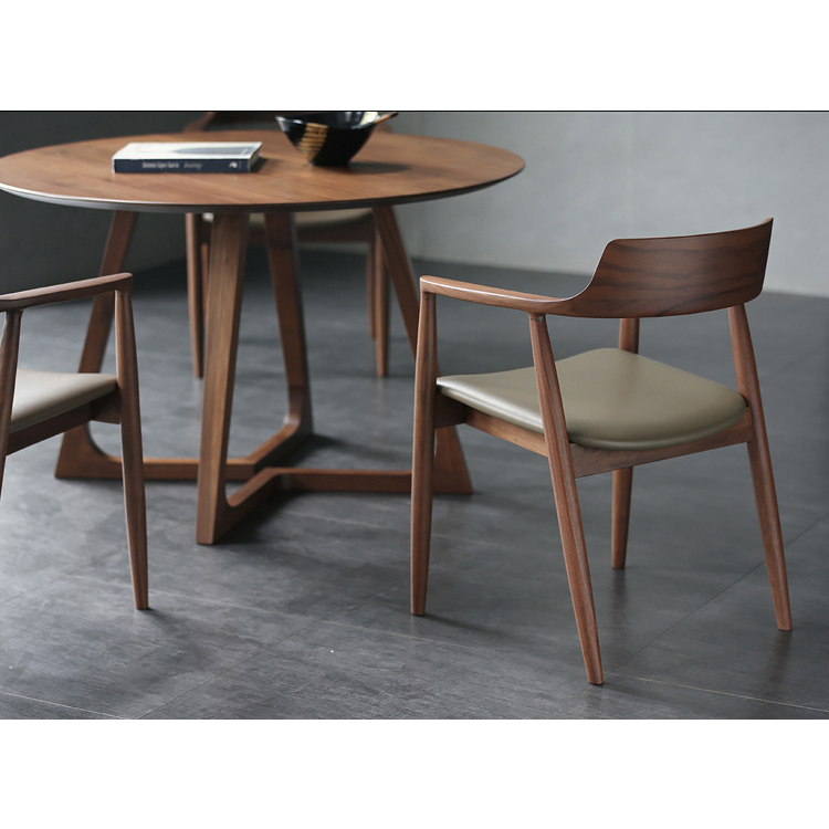 Роскошный современный ресторан дизайн твердой древесины обеденные стулья кожаный обеденный стул для ресторана