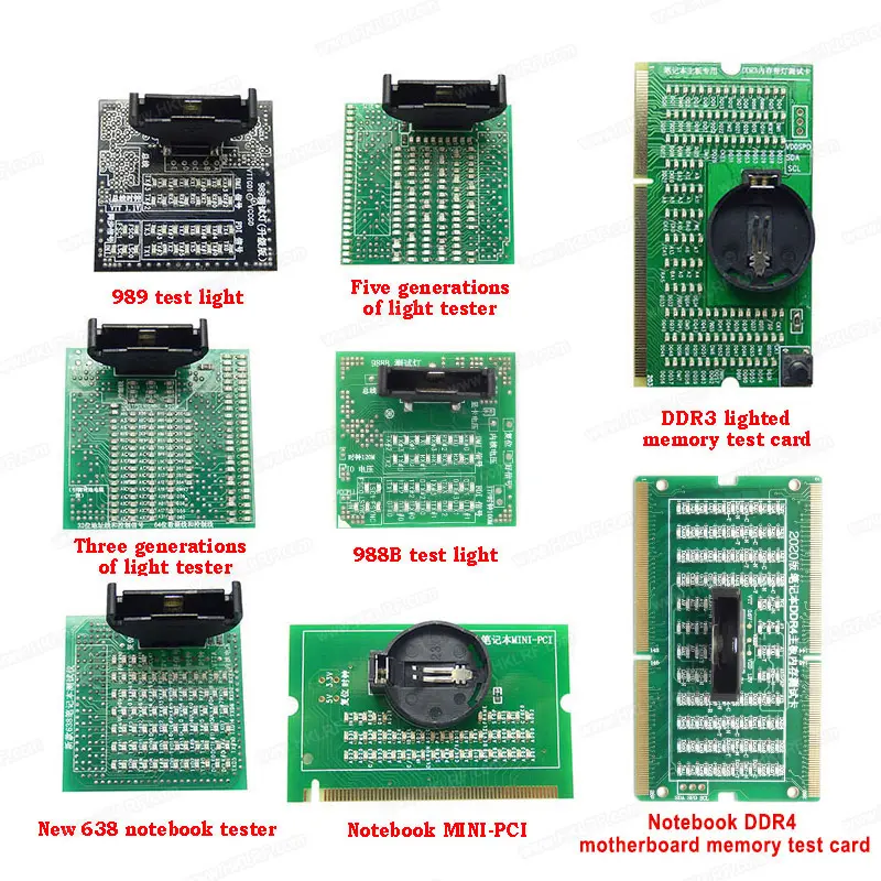 Motherboard PC Desktop LED Alat Analisis Diagnosa, Set Kartu Penguji 8 Buah dengan DDR3 DDR4