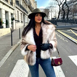 <span class=keywords><strong>Manteau</strong></span> en fausse fourrure de renard OFTBUY pour <span class=keywords><strong>femme</strong></span>, veste courte rayée oversize, épaisse, moelleuse et chaude pour l'<span class=keywords><strong>hiver</strong></span>, personnalisable OEM, faible MOQ, expédition rapide - Product Image 3