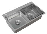 Évier simple pour salle de bain d'hôtel, évier de cuisine style ferme, traitement nano antirouille, trois trous, évier carré à cuve unique
