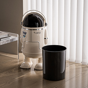 Astronaut Style Trash Can <b>Large</b> Capacity Sliding Lid Multi Functional Waste Bin For Home Use - Product Image 3