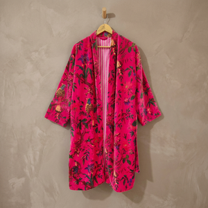 Robe kimono en velours imprimé animal rose, longue, manches longues, vêtements d'hiver pour femmes - Product Image 5