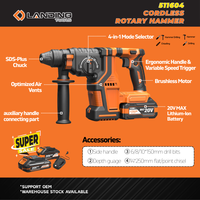 511604 Marteau perforateur rotatif sans fil robuste 20V MAX 26mm pour les travaux de béton, de maçonnerie et d'acier