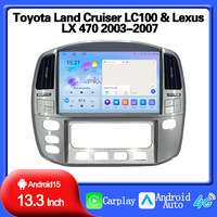 Autoradio tactile Android 13,3 pouces pour Toyota Land Cruiser LC100 2003-2007 Navigation GPS Lecteur multimédia vidéo