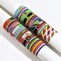 Gelang Manik Bendera Nasional Buatan Tangan Gaya Boho - Gelang Persahabatan Tali Tarik yang Dapat Disesuaikan untuk Pria Wanita - Grosir Perhiasan Festival