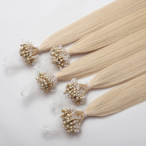 Extensions de cheveux en micro-anneaux lisses et soyeuses en gros d'usine, cheveux vierges russes blonds Remy, extensions de cheveux humains en micro-boucle - Product Image 3