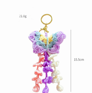 Neuer Niedlicher Mini-Schmetterling Handgemachter Umweltfreundlicher Leichter Schlüsselanhänger Gestrickter Gewebter Schmetterling Puppe Gehäkeltes Plüsch-Accessoire - Product Image 6