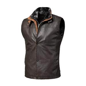 2025 gilet en cuir design de mode col montant gilet en cuir OEM ODM service respirant grande taille gilet en cuir sans manches - Product Image 3