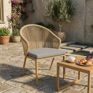 Sedia <span class=keywords><strong>da</strong></span> Giardino di Lusso all'Ingrosso, <span class=keywords><strong>Poltrona</strong></span> in Alluminio Antiruggine con Schienale in Corda e Cuscino per Villa, Cortile e Terrazza - Product Image 2