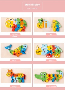 Giocattolo <span class=keywords><strong>Montessori</strong></span> educativo precoce in legno cartone animato 3D dinosauro animale Puzzle regalo perfetto per i Puzzle delle ragazze dei ragazzi - Product Image 5