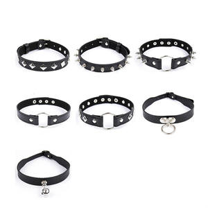 Collar de cuero sintético con remaches Punk, ataduras de Bondage BDSM, fetiche, esclavo de perro, Bondage, cuello - Product Image 1