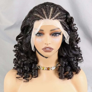 Perruques Bob frontales 13x4 en cheveux humains vierges brésiliens bruts, transparentes, pour tresses courtes à ondulations souples, pour femmes noires, 12-30 pouces, extensibles - Product Image 1