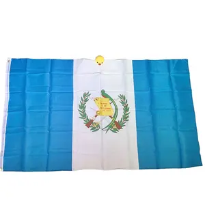 Cheap stock silk screen printing 100% polyester 3*5ft guatemala national flag