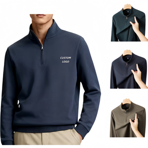YACHEN Felpa da <span class=keywords><strong>Uomo</strong></span> di Alta Qualità 100% <span class=keywords><strong>Cotone</strong></span> con Collo Alto e Zip 1/4, Pullover Tinta Unita - Product Image 1