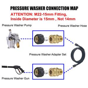 Stm High <b>Pressure</b> <b>Washer</b> <b>Hose</b> Adapter M22 14mm Quick Connect Brass Male Female Coupler For Car Cleaning - Product Image 2
