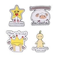 Broche émaillée espagnole de motivation 'Toma Se Te Cay Crown' et 'No Te Abandones Otra Vez', motif citron, mouton, étoile, pour sac, revers, badge, bijoux