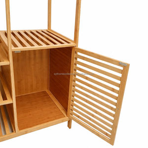 ราวแขวนเสื้อผ้าไม้ไผ่แบบกว้าง SYT จัดส่งรวดเร็ว สำหรับร้านบูติก ตู้โชว์สินค้าสำหรับโชว์รูม - Product Image 4