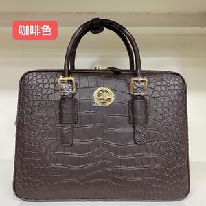 Luxury Brand Men's Crocodile Genuine <b>Leather</b> Durable High Quality Zipper Closure <b>Briefcase</b> Laptop Business Large Capacity - Product Image 5
