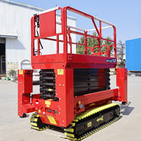 Plataforma Elevadora de Tijera Todoterreno CHANGDING GTJZ12 con Plataforma Antideslizante de Acero con Alto Contenido de Manganeso, Altura de Trabajo de 13.80m y Capacidad de Elevación de 113kg