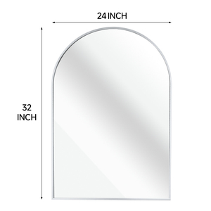 <b>Silver</b> Metal Framed Arched Bathroom <b>Mirror</b> 24x32 Inch Wall Mount Vanity <b>Mirror</b> - Product Image 4