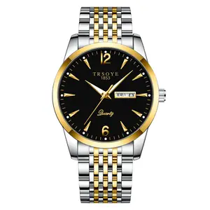 Роскошные часы в деловом стиле из нержавеющей стали с логотипом на заказ, светящиеся Модные мужские Брендовые Часы, лидер продаж, упаковка Rts TRSOYE TRS068