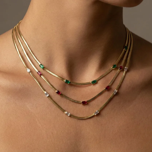 Fashion 18K <b>Gold</b> Plated 304 Stainless Steel Vintage Inlaid Snake Bone Chain <b>Necklace</b> for Women Non Fading Collarbone Chain - Product Image 1