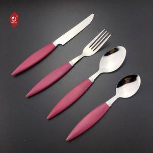 Ensemble de couverts en acier inoxydable avec manche pointu en plastique créatif, cuillère et fourchette, vente en gros - Product Image 3