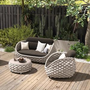 عرض خاص: طقم أريكة خارجية منسوجة بالحبال للفنادق والحدائق، طقم أريكة خارجية من الألومنيوم - Product Image 3