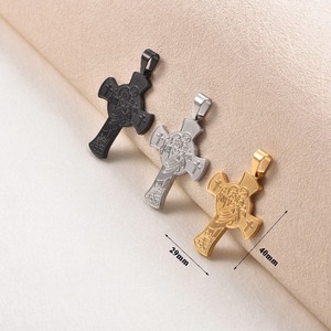 จี้รูปกางเขนศาสนาคริสต์แบบ DIY สำหรับสร้อยคอ สแตนเลสสตีล สลักลาย ทอง เงิน ดำ เครื่องประดับคริสเตียน - Product Image 5
