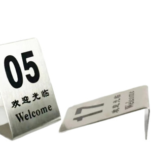 Placa de Número de Mesa de Acero Inoxidable en Forma de L, de una Sola Cara, Letrero de Bienvenida para Restaurante, Color Negro 05 - Product Image 1