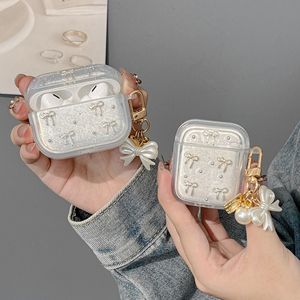 Funda de Silicona Transparente con Lazo de Moda para <span class=keywords><strong>Airpods</strong></span> 1 2 3 4 Gen, con Purpurina, para <span class=keywords><strong>Airpods</strong></span> Pro 3, Venta al Por Mayor - Product Image 2