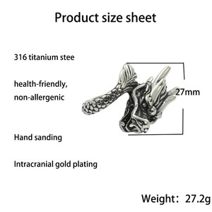 Dragon <b>Head</b> Ring Men's Stainless Steel 16mm Punk <b>Style</b> Animal Jewelry Gift - Product Image 4