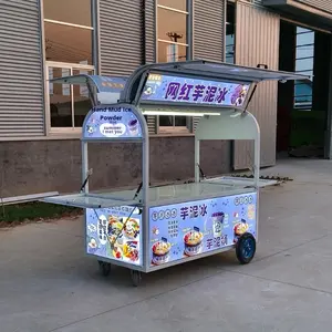 ステンレス鋼ストリートベンダーカート4輪棚<span class=keywords><strong>2</strong></span>棚チキンクロー & アイスパウダーディスプレイ屋外テイクアウト販売カート - Product Image 2