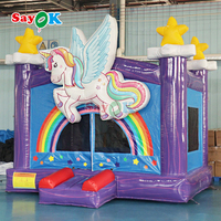 Château gonflable commercial licorne arc-en-ciel avec toboggan