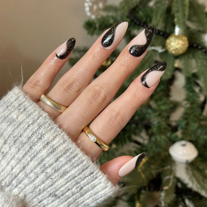 <span class=keywords><strong>Faux</strong></span> <span class=keywords><strong>ongles</strong></span> en forme d'amande, Style INS européen et américain, bleu mer, léopard, presse sur les <span class=keywords><strong>ongles</strong></span>, plein de diamants - Product Image 5