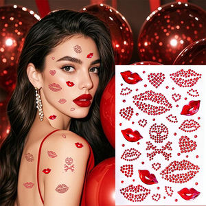 Autocollants 3D pour le visage en forme de lèvres roses et rouges, strass pour les lèvres, bijoux corporels romantiques DIY pour la Saint-Valentin, décorations de maquillage pour le Nouvel An - Product Image 4