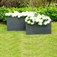 Pot Tanaman Persegi Modern Ramah Lingkungan Berlapis Bubuk untuk Penggunaan Dalam/Luar Ruangan Zona Penampungan Air Batas Penyiraman 39.5x39.5x43.5 cm