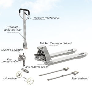 LIEBO manuel kaldırma Forklift Jack Transpallet arabası 2 Ton paslanmaz çelik transpalet - Product Image 5