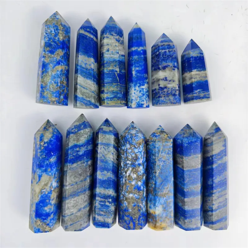 Grosir batu kristal alami ukiran kristal menara Lapis Lazuli titik untuk penyembuhan
