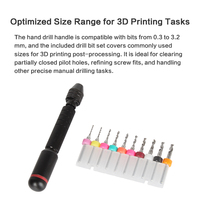 Kit d'outils pour imprimante 3D FDM/SLA, mini perceuse manuelle, outils de travail du bois, outil rotatif de perçage, foret manuel 1.0-3.1mm