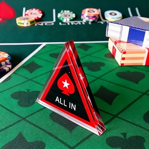 Texas Hold'em Poker Tout en Plaque Bouton Acrylique Triangle Tout en Bouton Rouge Bêche Double Face Tout en Bouton - Product Image 5