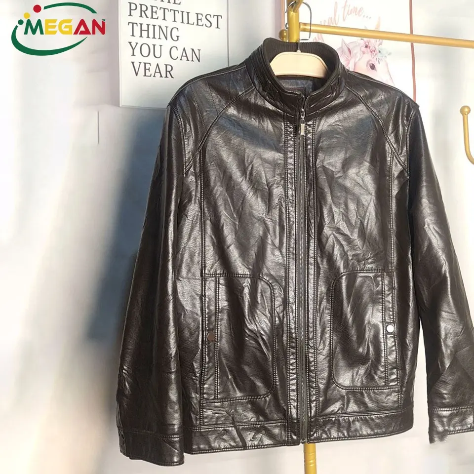 Megan Branded Original First Grade Uk Black Leather Used Jacket Men Bulks Luxury Used Clothes