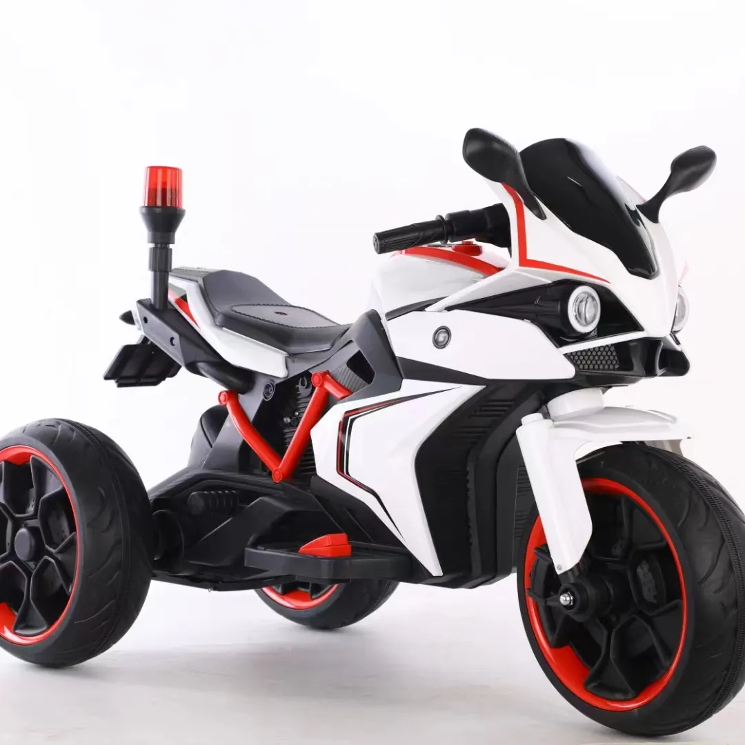 2023 üç tekerlekli çocuk elektrikli motosiklet popüler modeli ile ışık yayan polis ışıkları erkek 12v elektrikli motosiklet