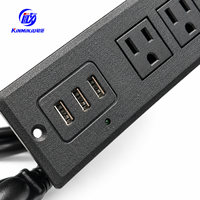 Gizli Gömme Masa Üstü Prizli Güç Şeridi Uzatma Kablosu 2 AC Priz 3 USB-A Girişi 1.5m Kablo Ev Mobilyası