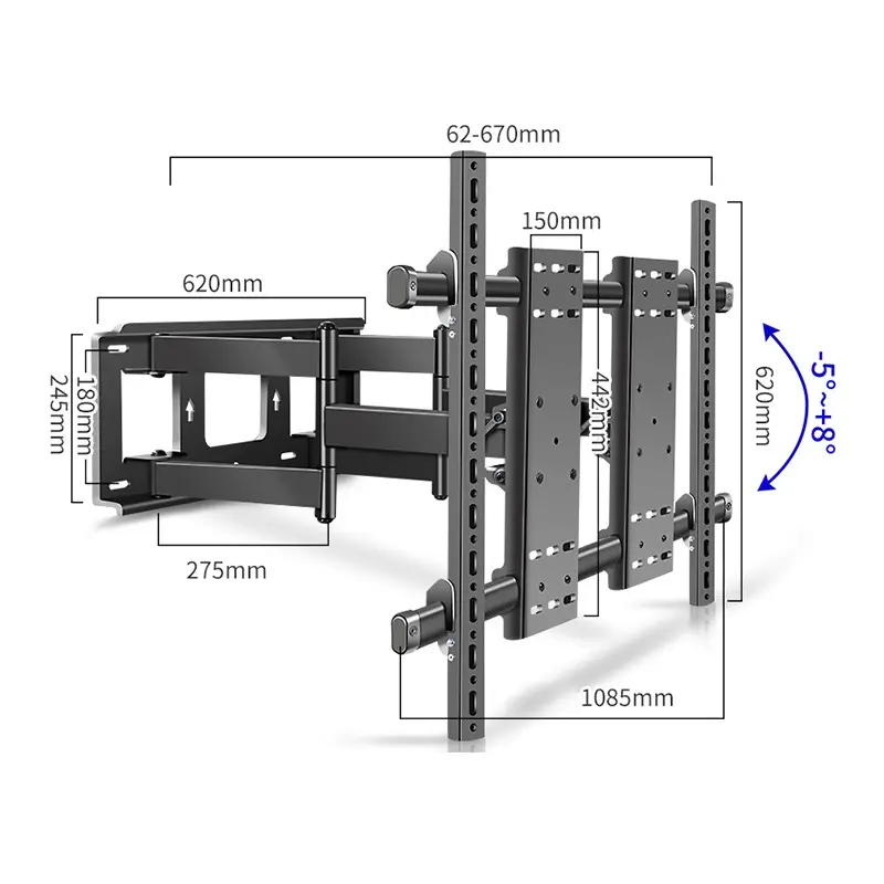 Full motion Adjustable Extension Arm LED LCD TV Wall Bracket Mount With VESA 1000X600mm
